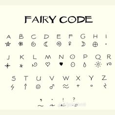 the fairy code is written in black ink on a white paper with letters and numbers