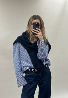 Blue Shirt Outfit Winter, Denim Shirt Outfit Winter, Fall California, Clothing Basics, Outfits With Striped Shirts, Aesthetic Overalls, Australian Winter, Pumpkin Stand, Ireland Fashion