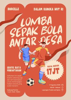 the poster for an upcoming soccer match