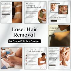 Laser Hair Removal Templates Posts, Skin Clinic, Laser Technician Posts, Social media Templates, Editable Canva Posts, Laser Hair Clinic You no longer have to feel super frustrated while trying to search for the perfect templates. Introducing 30 Laser Hair Removal Templates that have been designed by professionals and are made specifically for your needs in your industry. Do you need a quick, hassle-free way to promote your laser hair removal business? These 30 templates can be edited with Canva and are created by experts in the industry. You can use them to make eye-catching social media posts, Laser Hair Removal Benefits posts, advertisements, tips, and much more. ★ TEMPLATE CONTENT INCLUDES ★ - Laser Hair Removal Benefits - Reasons to Consider Laser Hair Removal  - Laser Hair Reduction Laser Technician, Spa Flyer, Template For Social Media, Laser Hair Reduction, Laser Removal, Template Social Media, Hair Clinic, Beauty Marketing, Ipl Hair Removal