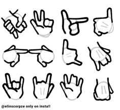 hand gestures drawn in black and white