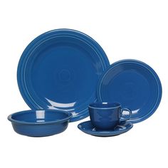 blue dinnerware set with saucer and cup