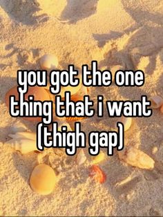 shells and sand with the words you got the one thing that i want high gap