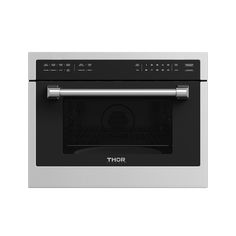 an oven with the door open on a white background and black trimmings to it