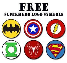 the avengers, batman, spiderman and superman logos are shown in four different colors