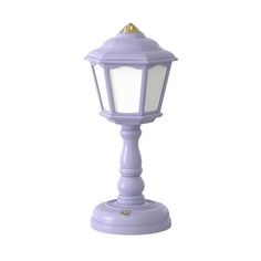 a purple lamp is shown on a white background