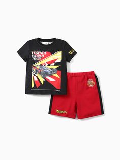 Hot Wheels T-shirt and knit shorts set for toddler boys is officially licensed Mattel merchandise. The set features eye-catching color block design with Hot Wheels logo on the front that's perfect for daily wear and excites little car enthusiasts.
* Fabric characteristics: Soft and stretchy
* Piece of product: 1 t-shirt and 1 shorts
* Neckline: Crew
* Sleeves: Short
* Style: Sporty and Casual Sporty Set, Block Design, Knit Shorts, Shorts Set, Toddler Boys, Short Sets, Block Print, Race Cars, Daily Wear