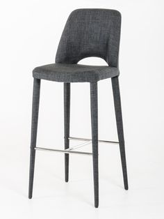 an image of a bar stool with grey upholstered seat and backrests