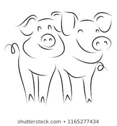 two pigs standing next to each other on a white background with the words happy new year written