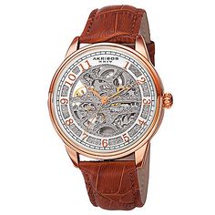 Akribos XXIV Men's 41mm Automatic Skeletonized Dial Brown Leather Strap Watch - Style and craftsmanship lead the way with this timepiece from Akribos Best Watch Brands, Fancy Hands, Brown Leather Strap Watch, Brown Leather Watch, Skeleton Watches, Leather Strap Watch, Skeletal, Brown Leather Strap, Jewelry Online Shopping