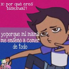 an image of a cartoon character pointing at something in the distance with spanish words on it