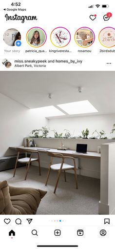 the instagram page shows an image of a room with furniture and plants in it