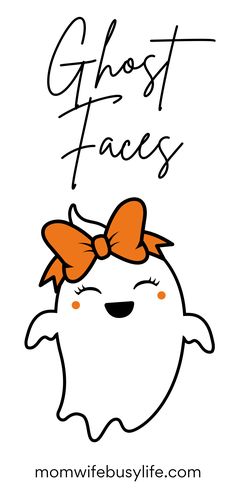 a ghost face with a bow on it's head and the words ghost faces above it