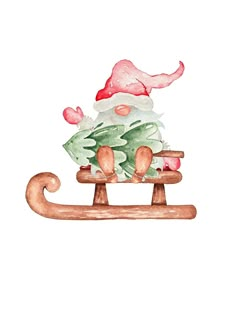 a watercolor painting of santa claus on a sleigh