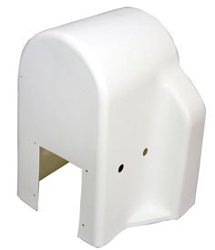 an elephant shaped white object with holes in it's side and the bottom part missing