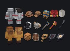 an assortment of different types of objects on a black background with text that says minecraft