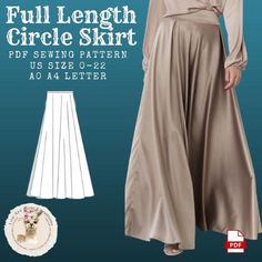 the full length circle skirt sewing pattern is shown