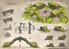 the concept art for an upcoming game is shown in this hand - drawn drawing, which depicts