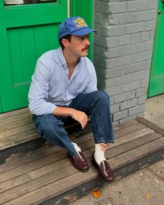 jonathan kirby | you’re cute jeans | Instagram Old Man Fashion, Street Style Summer, Penny Loafer, Cute Jeans, Future Boyfriend, Streetwear Outfit, Penny Loafers, Mens Street Style, Casual Fits