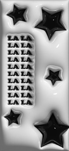 some black and white stars are in the shape of letters that spell out la la