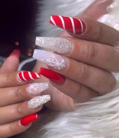 Colorful Nails, Christmas Nail Art Designs, Striped Nails