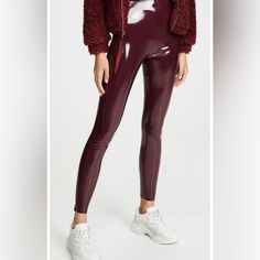 Commando Perfect Control Patent Leather Leggings In Burgundy Size L High Rise Brand New Without Tags Retail $130 Faux Patent Leather Leggings, Affordable Trendy Clothes, Patent Leather Leggings, Leather Leggings Fashion, Trendy Leggings, Faux Leather Leggings, Affordable Clothes, Leather Leggings, Leather Fabric