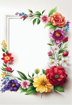 a white frame with flowers painted on it