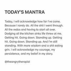 a poem written in black and white with the words today's mantra on it