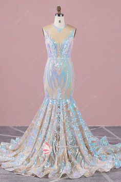 Long Iridescent Dress, Elegant Iridescent Dress For Evening, Blue Iridescent Prom Dress, Iridescent Shimmer Evening Dress, Fitted Iridescent Evening Dress, Iridescent Prom Dress, Opal Dress, Prom Dress Pattern, Custom Made Prom Dress