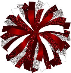 a red and white bow with glitter on it