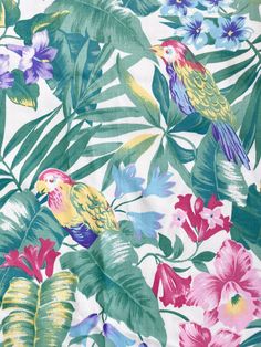 In very good vintage condition. **Key Features - **70s Vintage Charm Transport yourself to the eclectic and free-spirited style of the 1970s with this unique floral fabric panel. - **Cotton Comfort Crafted from high-quality cotton, this fabric ensures both durability and a soft, comfortable feel. - **Tropical Paradise The vibrant tropical and jungle bird parrot print adds a burst of color and a touch of whimsy to any project. - **Generous Size With dimensions of 62 inches by 62 inches, this fabr 70s Tropical, Jungle Bird, Tropical Fabric Prints, Jungle Birds, Media Poster, Bird Parrot, Reupholster Chair, Vintage Floral Fabric, Reupholster Furniture