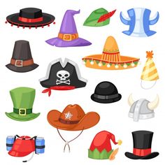 various hats and accessories for halloween