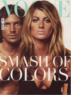 a magazine cover with two people on it