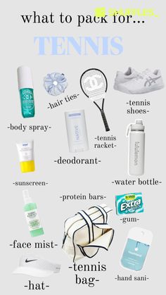 what to pack for tennis in the summer and winter infographical poster on white background