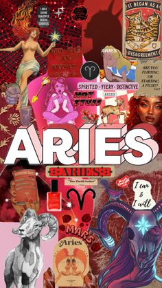 the cover of aries magazine with images of zodiacs and other astrological signs