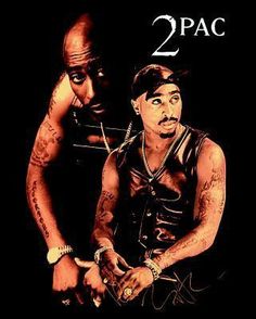 twopacs are sitting next to each other in front of a black background with the words 2pac on it