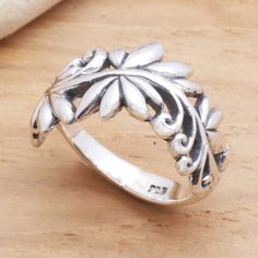 A leafy vine flourishes on this pretty band ring from Dewa Arimbawa. The ring is crafted by hand from sterling silver with contrasting polished and oxidized areas. Book Jewelry, Sterling Silver Rings Bands, Silver Band Ring, Contemporary Jewelry, Sterling Silver Bands, Copper Jewelry, Leaf Earrings, Jewelry Lover, Silver Band