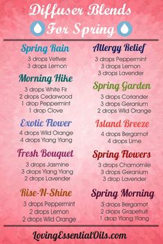 Essential Oils Diffuser Blends for Spring.  Allergy Relief, Spring Rain, Exotic Flower, Island Breeze and more.  Click here to find out the benefits of diffusing essential oil: http://www.lovingessentialoils.com/blogs/essential-oil-tips/108254726-12-essential-oils-diffuser-benefits Oil Diffuser Benefits, Essential Oil Diffuser Benefits, Candle Homemade, Diffuser Benefits, Essential Oils Diffuser Blends, Candle Recipes, Vicks Vaporub Uses, Essential Oils Diffuser, Essential Oil Diffuser Recipes