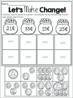 the worksheet for counting money to make change with pictures and words on it