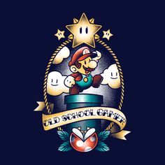 an old school game logo with mario and luigi in the center, surrounded by stars