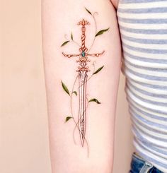 Swords Shera Tattoo, Dainty Dagger Tattoo, Dager Tattoos For Women, Fantasy Tattoos, Tatuaje A Color, Fotografi Vintage, Dagger Tattoo, Dainty Tattoos