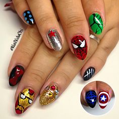 Avenger Nails, Orlando Nails, Chicago Nails, Geek Nails, Nails Mexican, Marvel Wedding