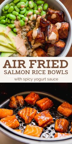 salmon rice bowls with spicy yogurt sauce are the perfect side dish for any meal