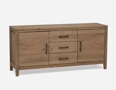 the sideboard is made from wood and has four drawers