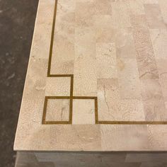 a marble table with gold lines on it