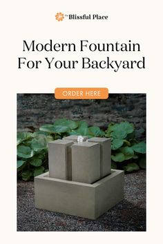 Create a peaceful retreat in your outdoor space with the charming water fountain. This small square fountain features a minimalist design, with water flowing gracefully from all four sides. You’ll love how it enhances your outdoor space decor providing a soothing soundtrack as you relax and unwind. Imagine it nestled in a tranquil garden corner, or small patio design.  #garden #fountain #backyard #outdoorfountain Square Fountain, Small Patio Design, Tranquil Garden, Modern Fountain, Garden Corner, Garden Fountain, Design Garden, Space Decor, Small Patio