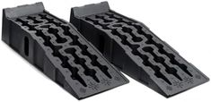 pair of black plastic step covers with snowflakes on the bottom and one in the middle