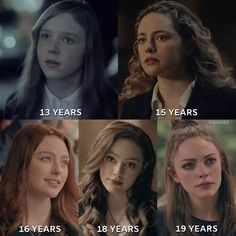 four different images of the same woman in their years, and one has her name on it