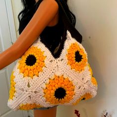 Handmade Crochet One Of A Kind Lined Lv Sling, Crochet Drawstring Bag, Crochet Yellow, Leather T Shirt, Classic Purse, Retro Shoulder Bag, Suede Purse, Crochet Weaves, Tan Handbags