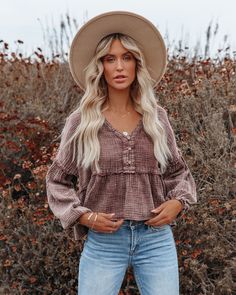 Havasu Crop Babydoll Top - Espresso Oshnow Simple Bangle, Mini Necklace, Espresso Brown, Distressed Denim Jacket, Cropped Denim Jacket, Necklace Simple, Babydoll Top, Senior Pics, Blazer Fashion